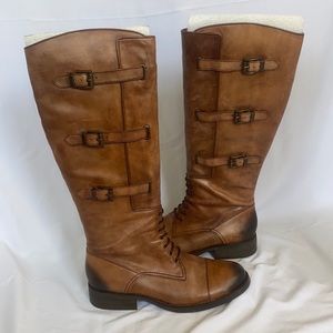 Vince Camuto Tan Buckled Heeled Boots